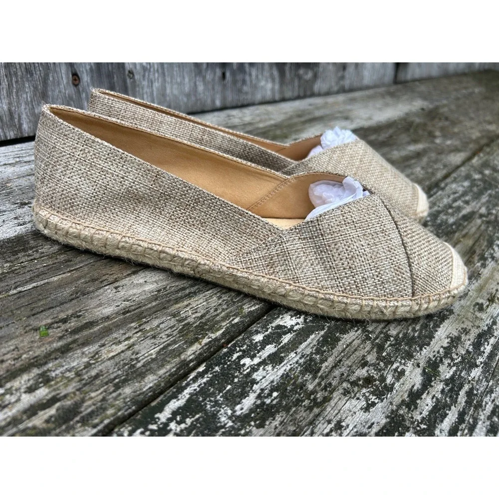 Talbots Espadrille Flats Women's 10 Natural Linen Coastal Grandma Minimalist